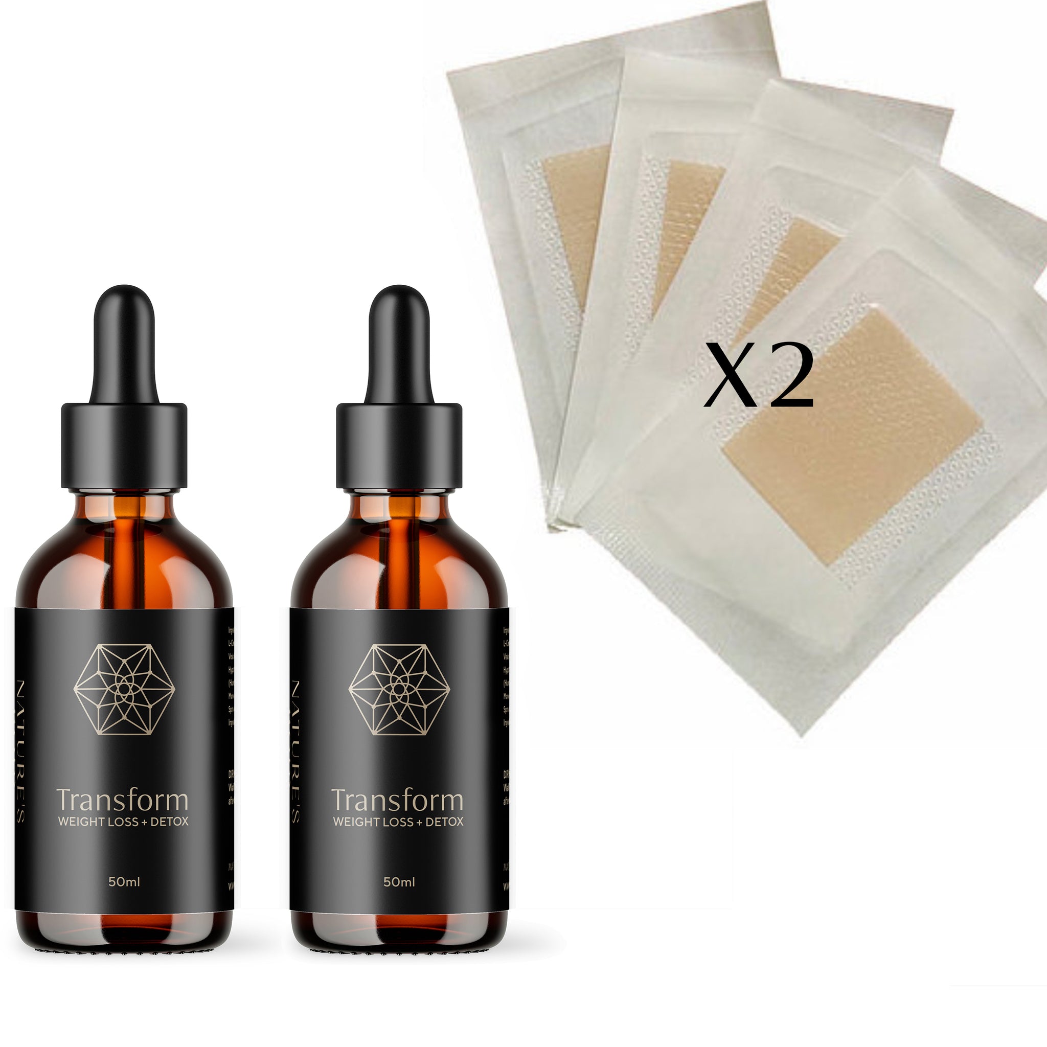 Transform - Slimming, Detox & Metabolism Support Drops & Patches - Supercharge Combo (8 Weeks)